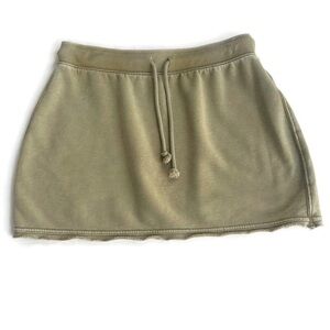 NEW American Eagle Olive Green Raw Hem Sweatshirt Terry Mini Skirt Size Small